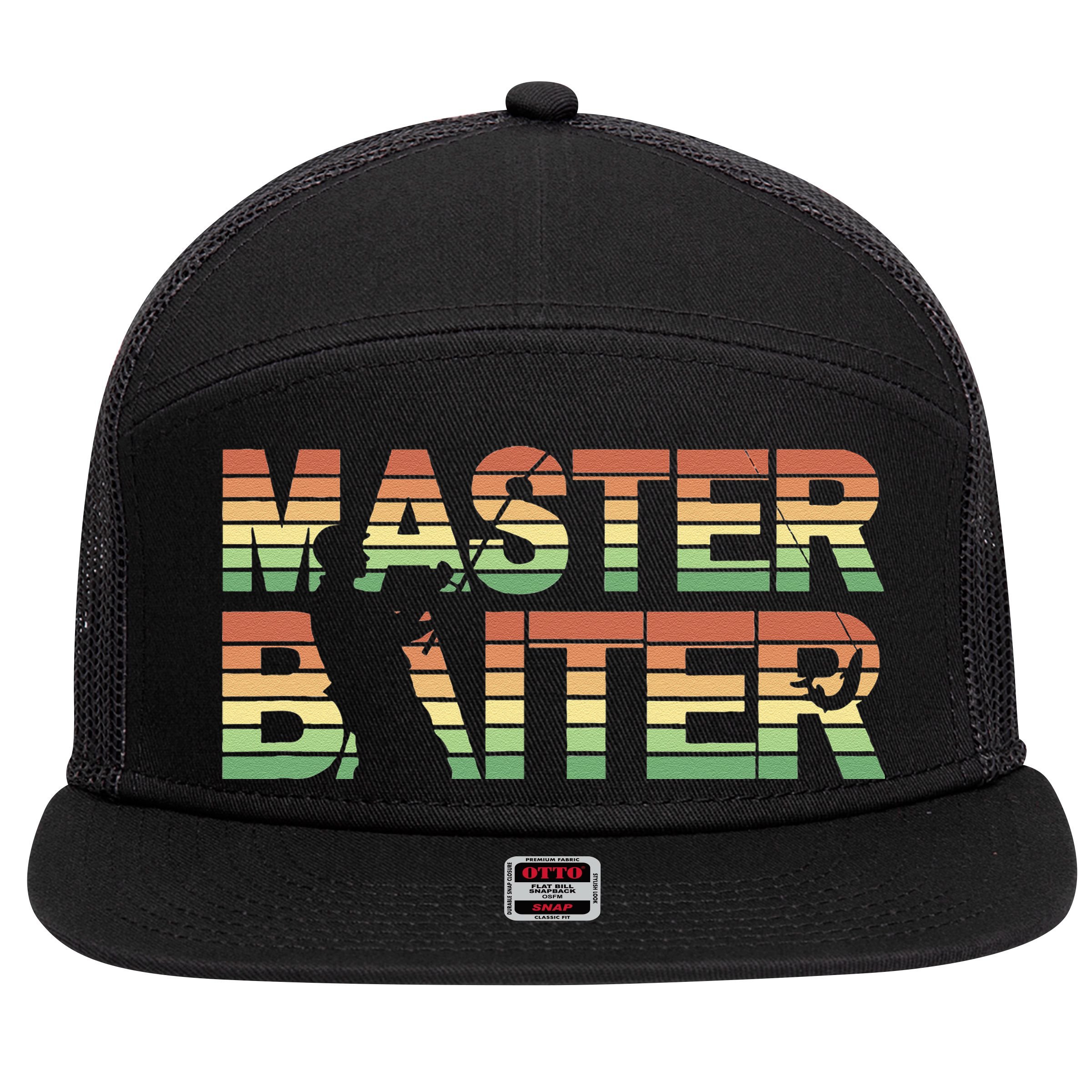 Master Baiter Retro Funny Fishing 7 Panel Mesh Trucker Snapback Hat