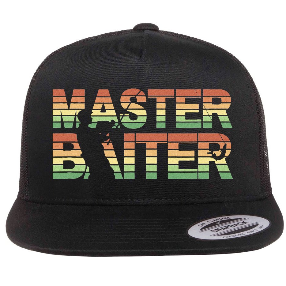Master Baiter Retro Funny Fishing Flat Bill Trucker Hat