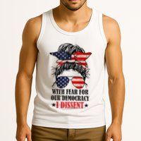 Messy Bun Retro With Fear For Our Democracy I Dissent Tank Top