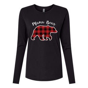 Mama Bear Red Plaid Christmas Pajama Family Mom Gift Meaningful Gift Womens Cotton Relaxed Long Sleeve T-Shirt