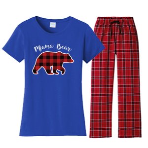 Mama Bear Red Plaid Christmas Pajama Family Mom Gift Meaningful Gift Women's Flannel Pajama Set