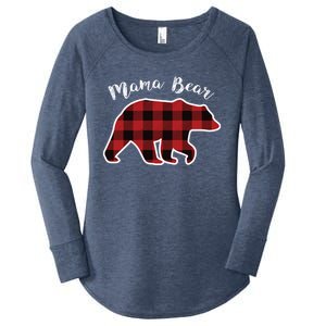 Mama Bear Red Plaid Christmas Pajama Family Mom Gift Meaningful Gift Women's Perfect Tri Tunic Long Sleeve Shirt