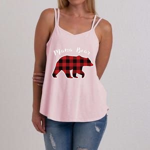 Mama Bear Red Plaid Christmas Pajama Family Mom Gift Meaningful Gift Women's Strappy Tank