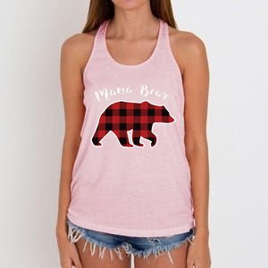 Mama Bear Red Plaid Christmas Pajama Family Mom Gift Meaningful Gift Women's Knotted Racerback Tank