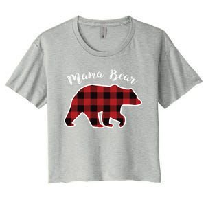 Mama Bear Red Plaid Christmas Pajama Family Mom Gift Meaningful Gift Women's Crop Top Tee