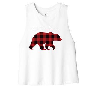 Mama Bear Red Plaid Christmas Pajama Family Mom Gift Meaningful Gift Women's Racerback Cropped Tank