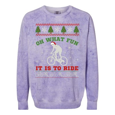 Mountain Bike Rider Oh What Fun Christmas Ugly Sweater Colorblast Crewneck Sweatshirt