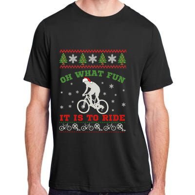 Mountain Bike Rider Oh What Fun Christmas Ugly Sweater Adult ChromaSoft Performance T-Shirt