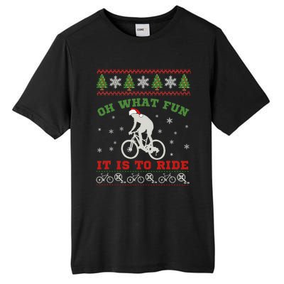 Mountain Bike Rider Oh What Fun Christmas Ugly Sweater Tall Fusion ChromaSoft Performance T-Shirt