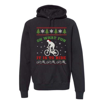 Mountain Bike Rider Oh What Fun Christmas Ugly Sweater Premium Hoodie