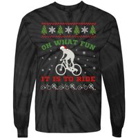 Mountain Bike Rider Oh What Fun Christmas Ugly Sweater Tie-Dye Long Sleeve Shirt