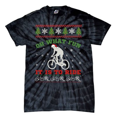 Mountain Bike Rider Oh What Fun Christmas Ugly Sweater Tie-Dye T-Shirt