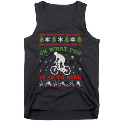 Mountain Bike Rider Oh What Fun Christmas Ugly Sweater Tank Top