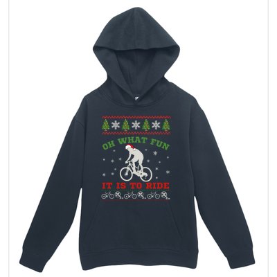 Mountain Bike Rider Oh What Fun Christmas Ugly Sweater Urban Pullover Hoodie