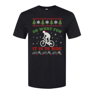 Mountain Bike Rider Oh What Fun Christmas Ugly Sweater Softstyle CVC T-Shirt