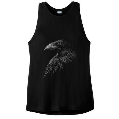 Mystical Black Raven Illustration Crow Artwork Ladies PosiCharge Tri-Blend Wicking Tank