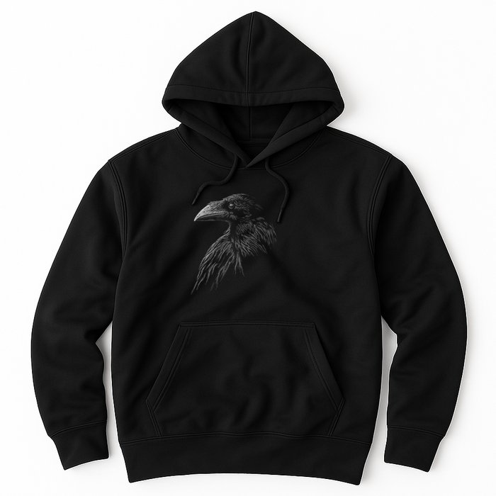 Mystical Black Raven Illustration Crow Artwork Hoodie