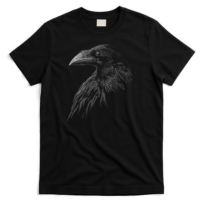 Mystical Black Raven Illustration Crow Artwork T-Shirt