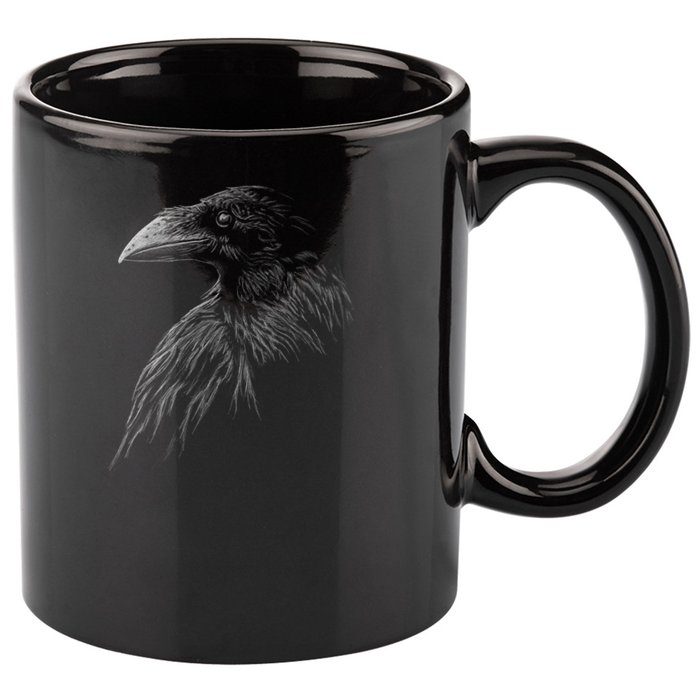 Mystical Black Raven Illustration Crow Artwork 11oz C Handle Ceramic Mug