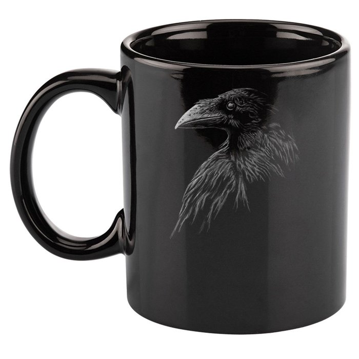 Mystical Black Raven Illustration Crow Artwork 11oz C Handle Ceramic Mug