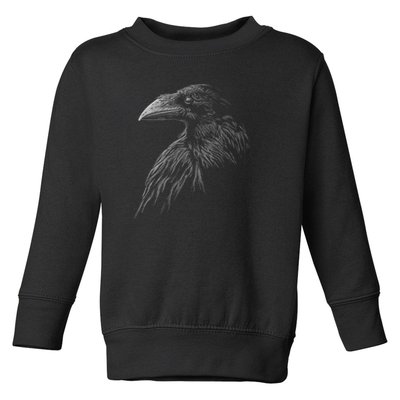 Mystical Black Raven Illustration Crow Artwork Toddler Sweatshirt
