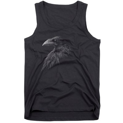 Mystical Black Raven Illustration Crow Artwork Tank Top