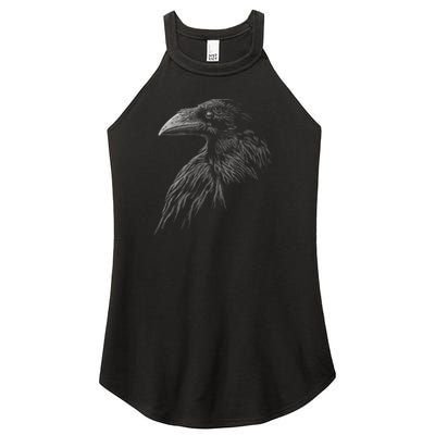 Mystical Black Raven Illustration Crow Artwork Women's Perfect Tri Rocker Tank