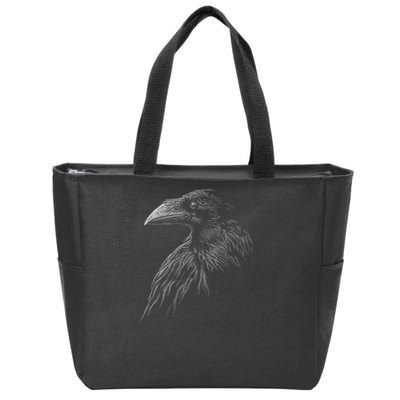 Mystical Black Raven Illustration Crow Artwork Zip Tote Bag