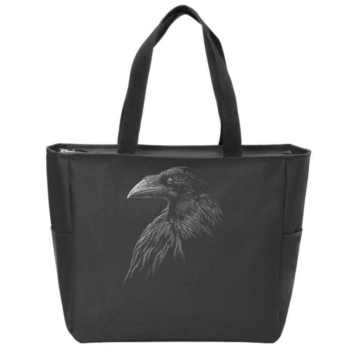 Mystical Black Raven Illustration Crow Artwork Zip Tote Bag