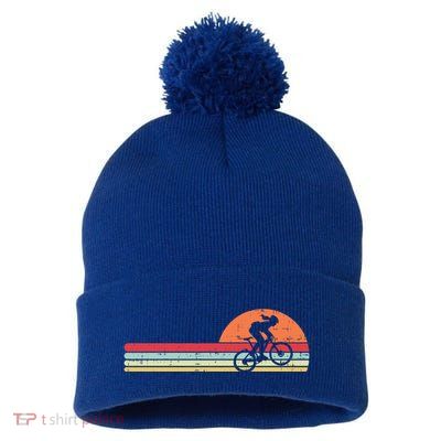 Mountain Bike Retro Cycling Bicycle Rider Gift Cute Gift Pom Pom 12in Knit Beanie