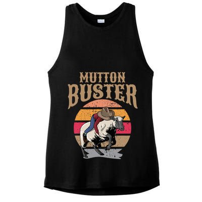 Mutton Busting Rodeo S.H.E.E.P Riding Event Buster Ladies PosiCharge Tri-Blend Wicking Tank