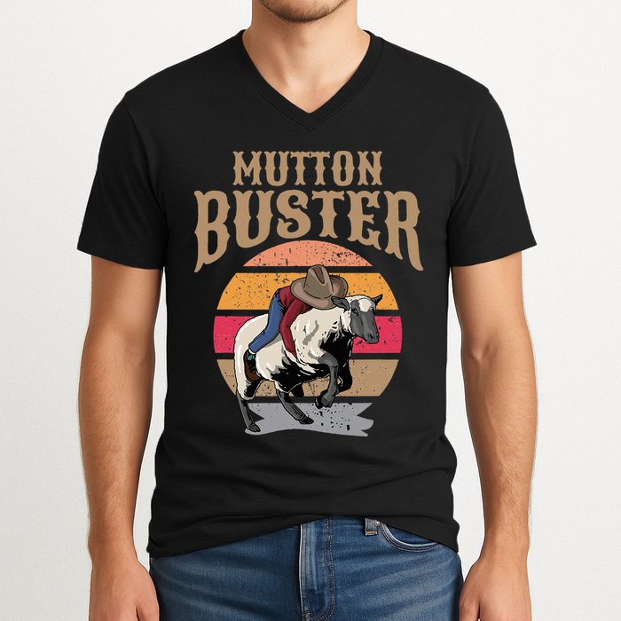 Mutton Busting Rodeo S.H.E.E.P Riding Event Buster V-Neck T-Shirt