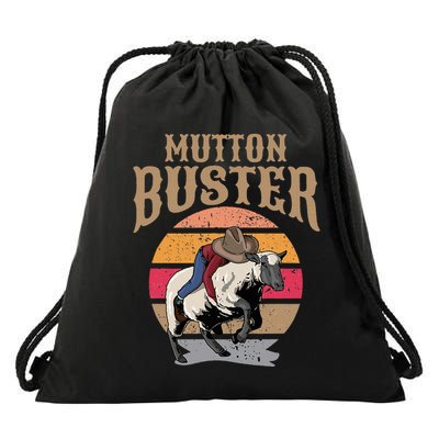 Mutton Busting Rodeo S.H.E.E.P Riding Event Buster Drawstring Bag