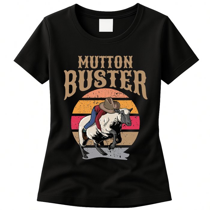 Mutton Busting Rodeo S.H.E.E.P Riding Event Buster Womens T-Shirt