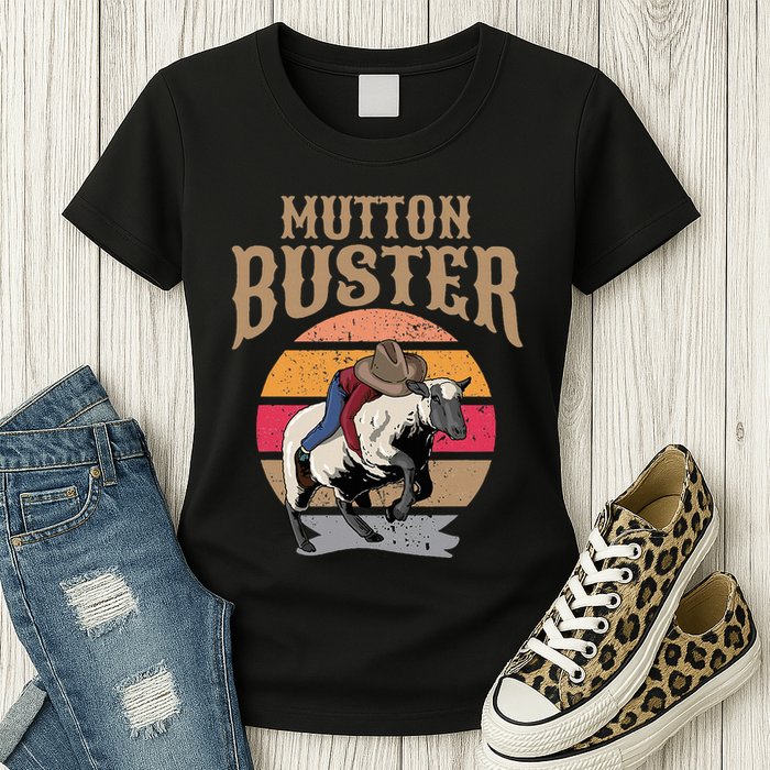 Mutton Busting Rodeo S.H.E.E.P Riding Event Buster Womens T-Shirt