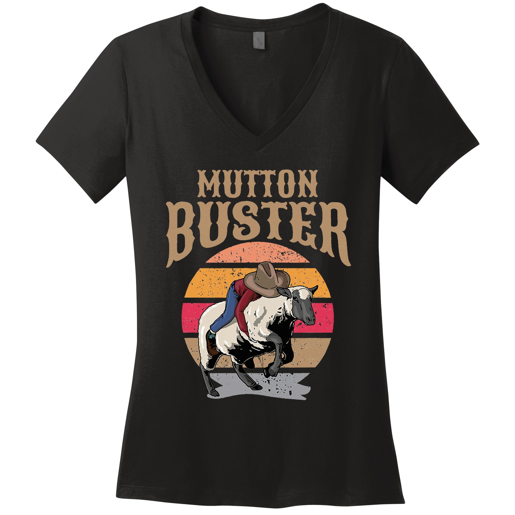 Mutton Busting Rodeo S.H.E.E.P Riding Event Buster Women's V-Neck T-Shirt