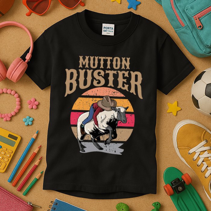 Mutton Busting Rodeo S.H.E.E.P Riding Event Buster Kids T-Shirt