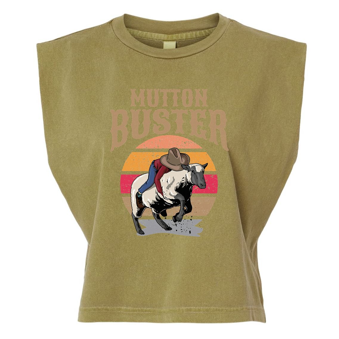 Mutton Busting Rodeo S.H.E.E.P Riding Event Buster Garment-Dyed Women's Muscle Tee