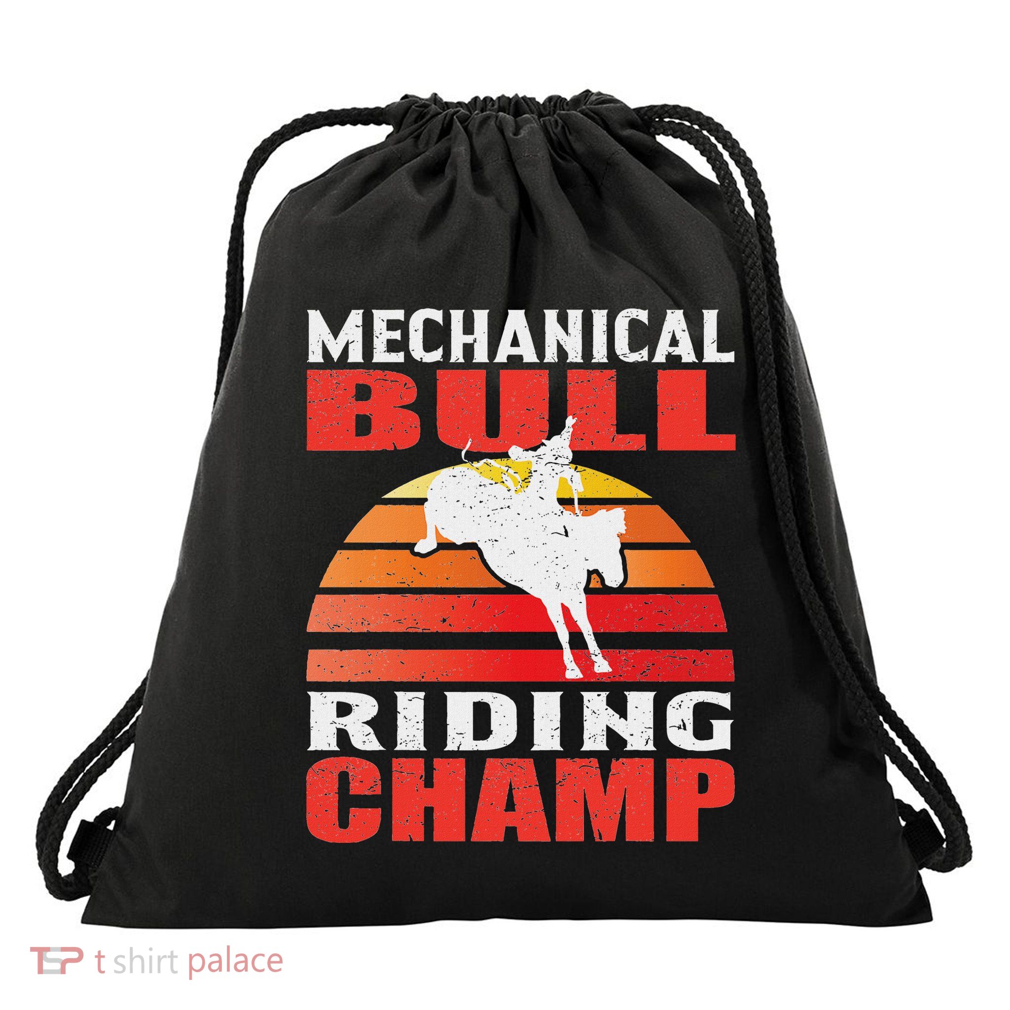 Mechanical Bull Riding Drawstring Bag