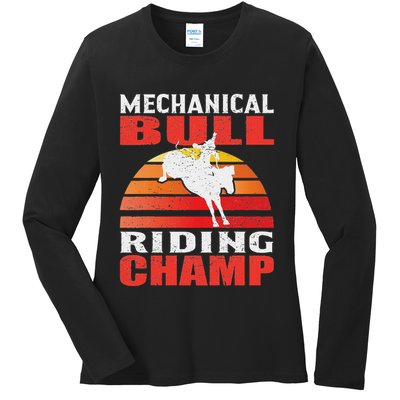 Mechanical Bull Riding Ladies Long Sleeve Shirt