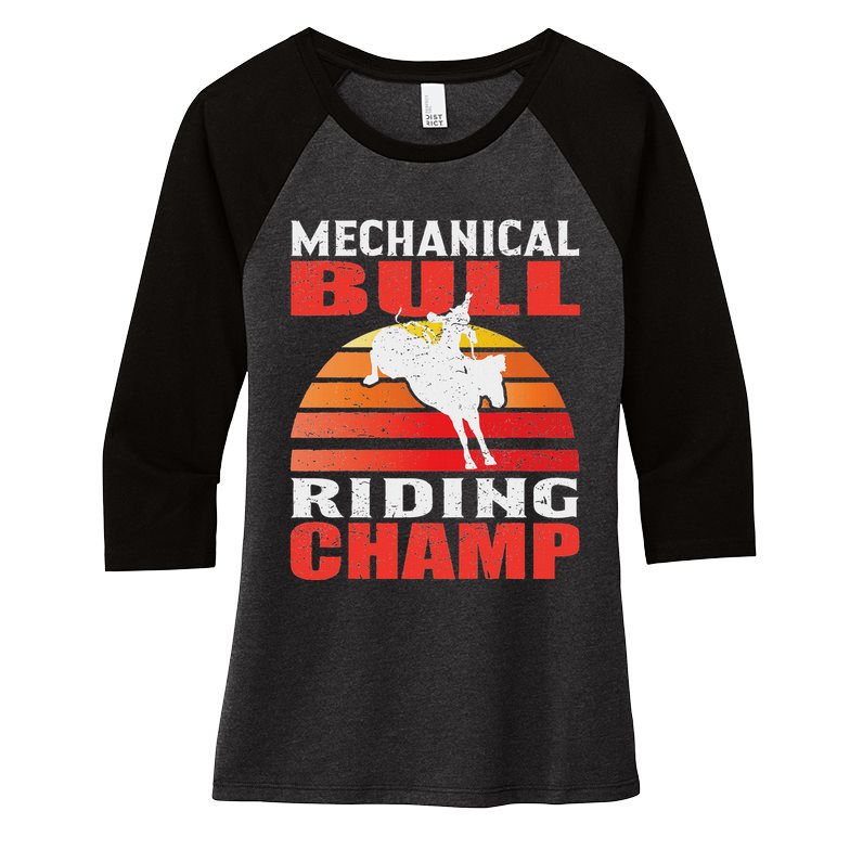 Mechanical Bull Riding Women's Tri-Blend 3/4-Sleeve Raglan Shirt
