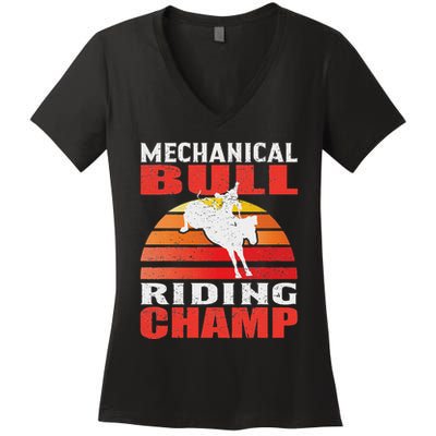 Mechanical Bull Riding Women's V-Neck T-Shirt