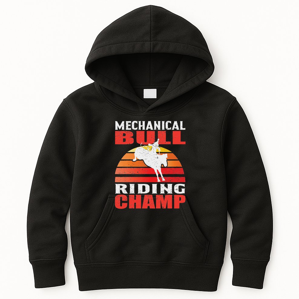Mechanical Bull Riding Kids Hoodie