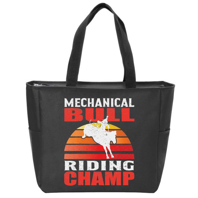 Mechanical Bull Riding Zip Tote Bag