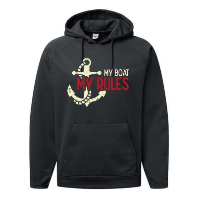 My Boat Rules Pocket Captain Owner Performance Fleece Hoodie