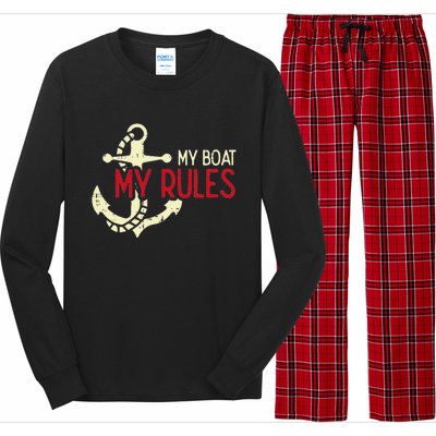 My Boat Rules Pocket Captain Owner Long Sleeve Pajama Set