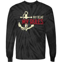 My Boat Rules Pocket Captain Owner Tie-Dye Long Sleeve Shirt