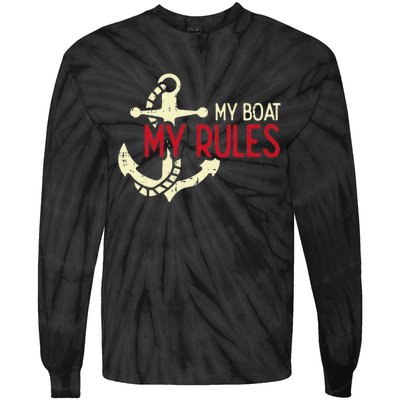 My Boat Rules Pocket Captain Owner Tie-Dye Long Sleeve Shirt