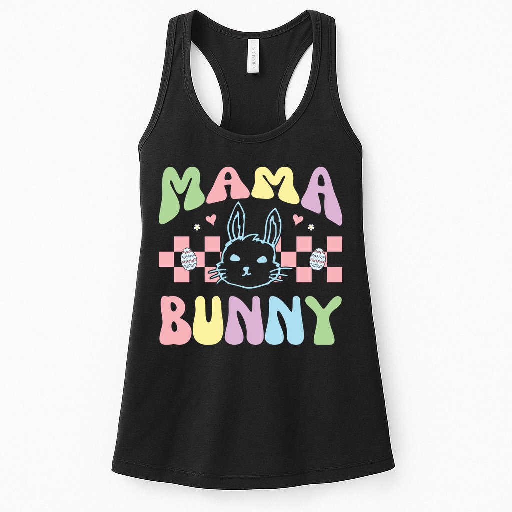 Mama Bunny Retro Colorful Cute Holiday Womens Tank Top