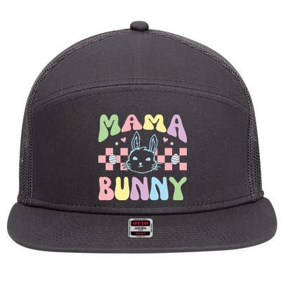 Mama Bunny Retro Colorful Cute Holiday 7 Panel Mesh Trucker Snapback Hat